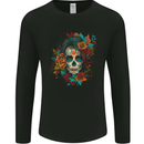 A Sugar Skull With Flowers Day of the Dead Mens Long Sleeve T-Shirt Black