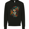 A Sugar Skull With Flowers Day of the Dead Mens Sweatshirt Jumper Black