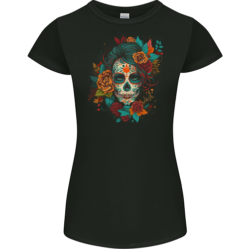 A Sugar Skull With Flowers Day of the Dead Mens Womens Kids Unisex Black Womens Junior Fit