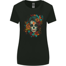 A Sugar Skull With Flowers Day of the Dead Womens Wider Cut T-Shirt Black