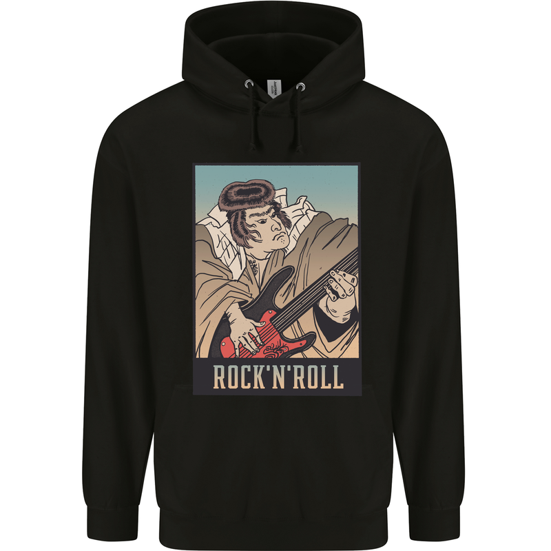 A Sumo Wrestler Playing the Electric Guitar Childrens Kids Hoodie Black