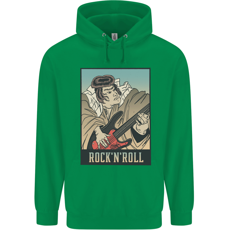 A Sumo Wrestler Playing the Electric Guitar Childrens Kids Hoodie Irish Green