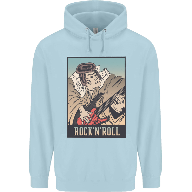 A Sumo Wrestler Playing the Electric Guitar Childrens Kids Hoodie Light Blue