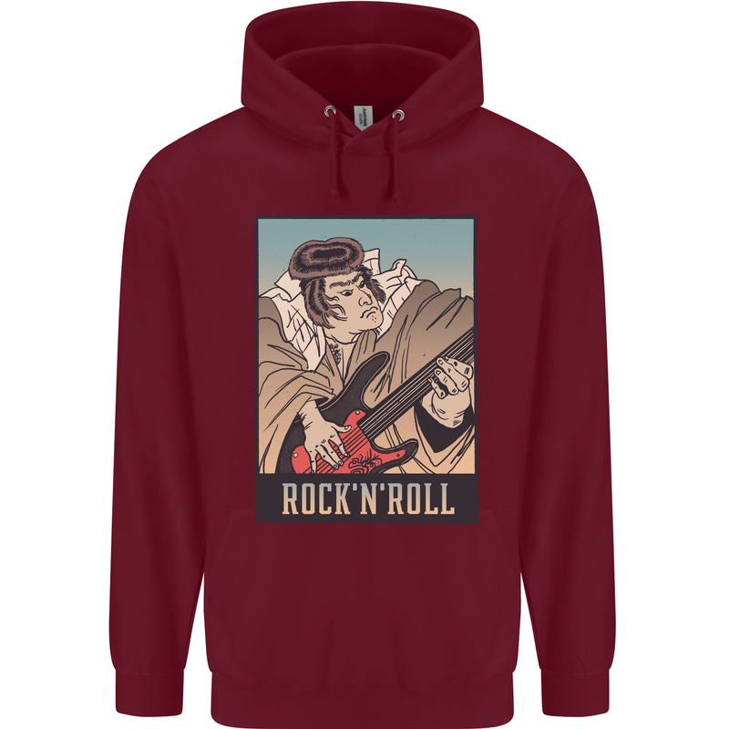 A Sumo Wrestler Playing the Electric Guitar Childrens Kids Hoodie Maroon