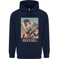 A Sumo Wrestler Playing the Electric Guitar Childrens Kids Hoodie Navy Blue