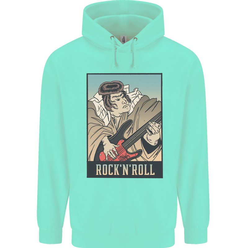 A Sumo Wrestler Playing the Electric Guitar Childrens Kids Hoodie Peppermint