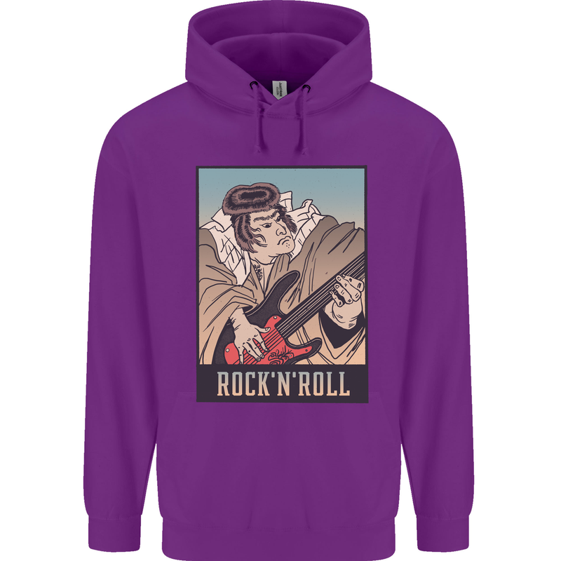A Sumo Wrestler Playing the Electric Guitar Childrens Kids Hoodie Purple
