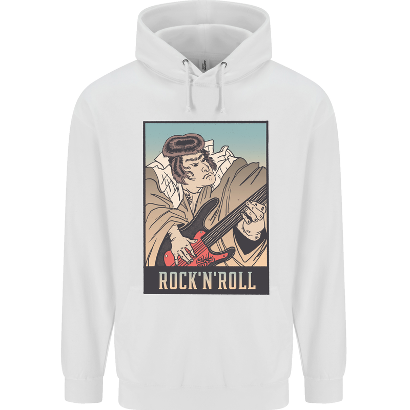 A Sumo Wrestler Playing the Electric Guitar Childrens Kids Hoodie White