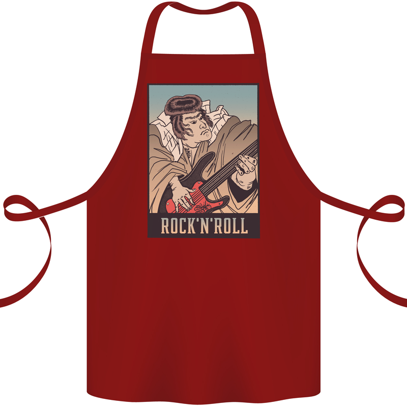 A Sumo Wrestler Playing the Electric Guitar Cotton Apron 100% Organic Maroon