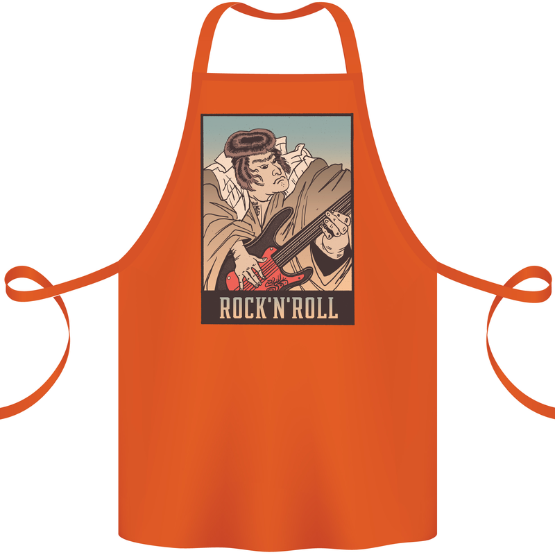 A Sumo Wrestler Playing the Electric Guitar Cotton Apron 100% Organic Orange