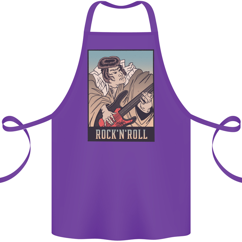 A Sumo Wrestler Playing the Electric Guitar Cotton Apron 100% Organic Purple