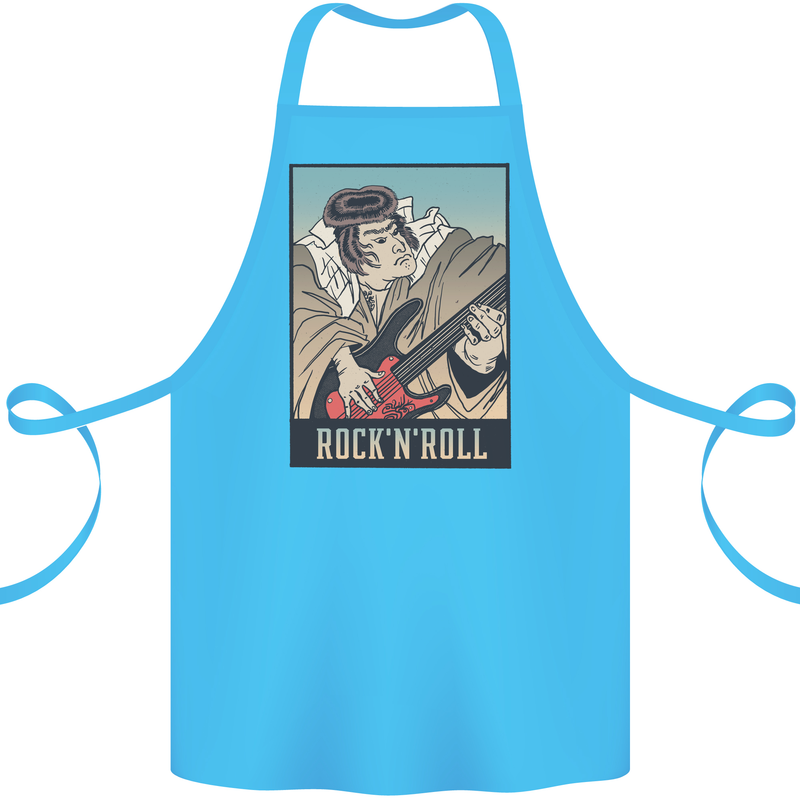 A Sumo Wrestler Playing the Electric Guitar Cotton Apron 100% Organic Turquoise