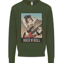 A Sumo Wrestler Playing the Electric Guitar Kids Sweatshirt Jumper Forest Green