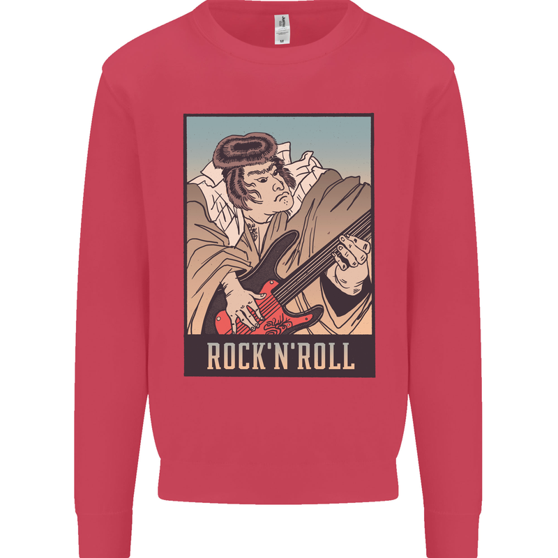 A Sumo Wrestler Playing the Electric Guitar Kids Sweatshirt Jumper Heliconia