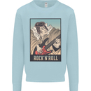 A Sumo Wrestler Playing the Electric Guitar Kids Sweatshirt Jumper Light Blue