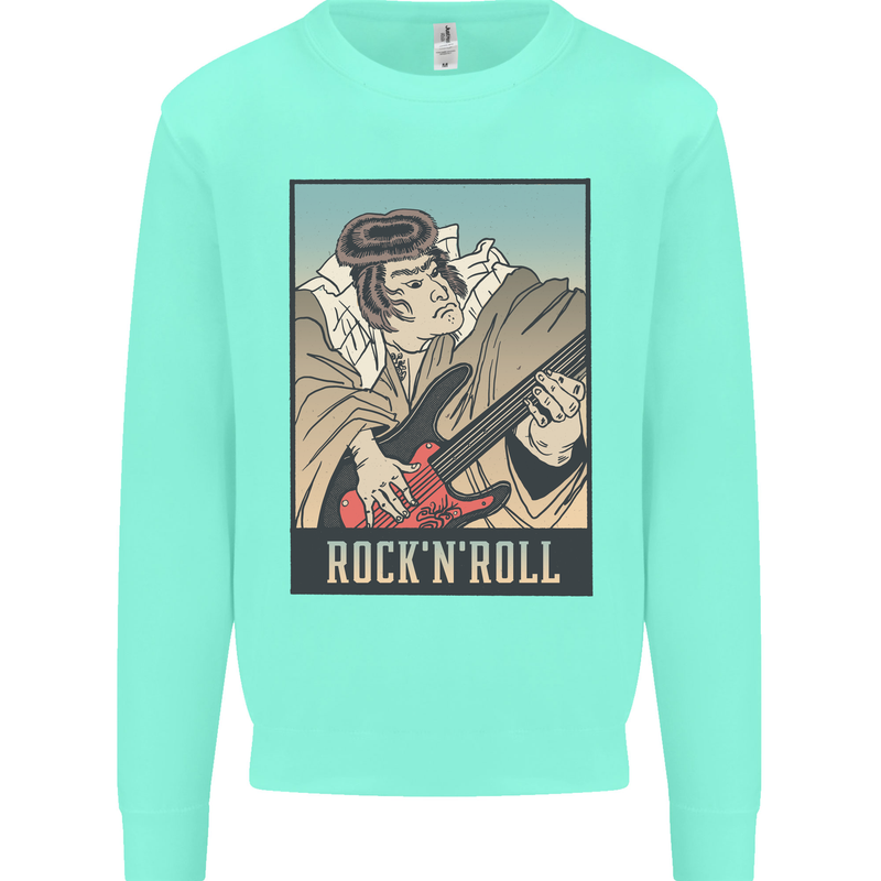 A Sumo Wrestler Playing the Electric Guitar Kids Sweatshirt Jumper Peppermint