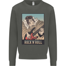 A Sumo Wrestler Playing the Electric Guitar Kids Sweatshirt Jumper Storm Grey