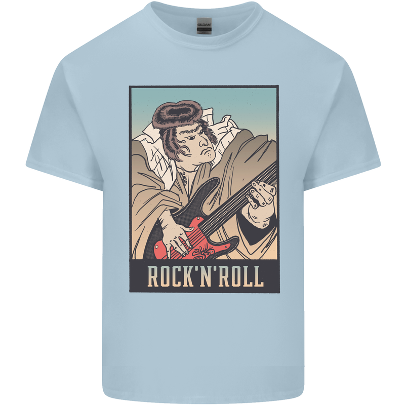 A Sumo Wrestler Playing the Electric Guitar Kids T-Shirt Childrens Light Blue