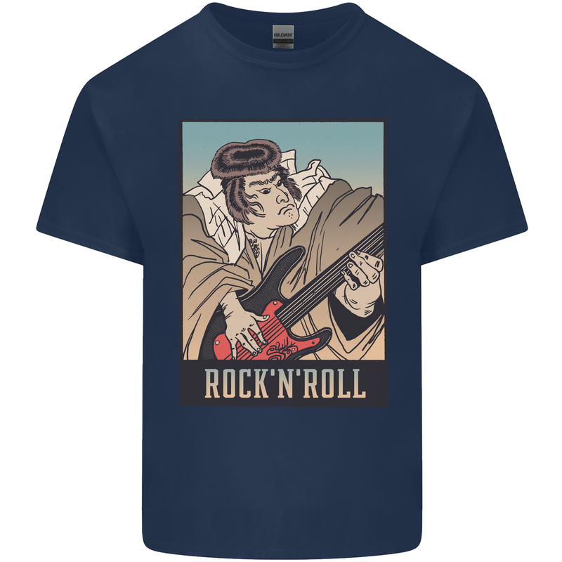 A Sumo Wrestler Playing the Electric Guitar Kids T-Shirt Childrens Navy Blue