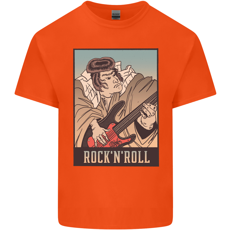 A Sumo Wrestler Playing the Electric Guitar Kids T-Shirt Childrens Orange