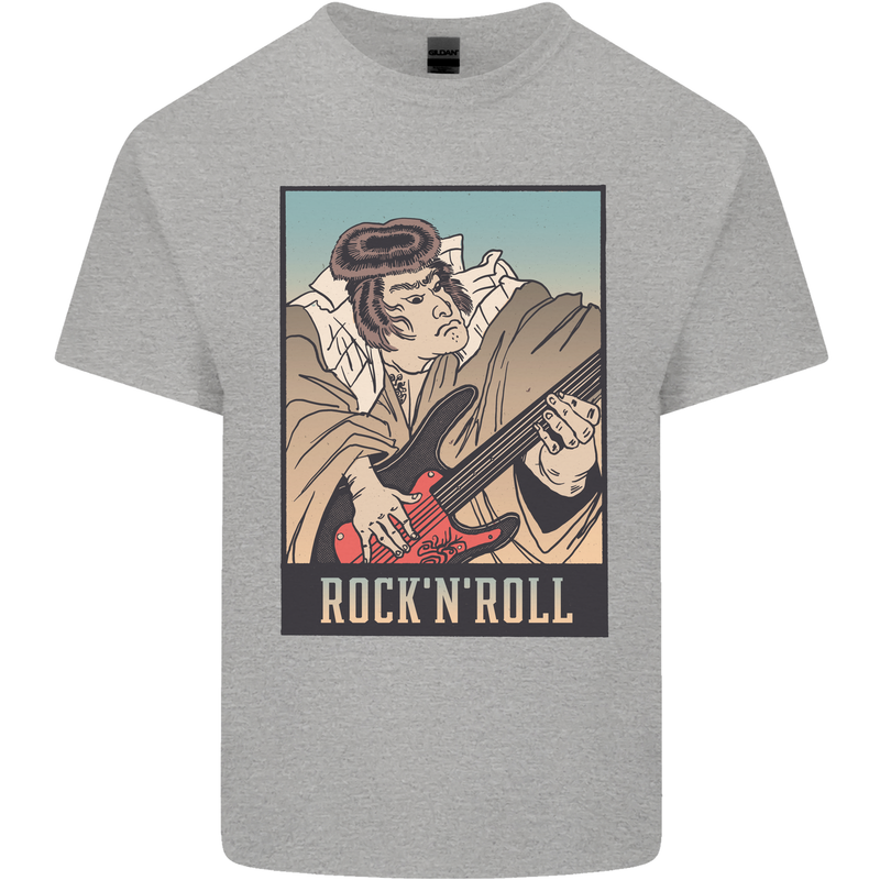 A Sumo Wrestler Playing the Electric Guitar Kids T-Shirt Childrens Sports Grey