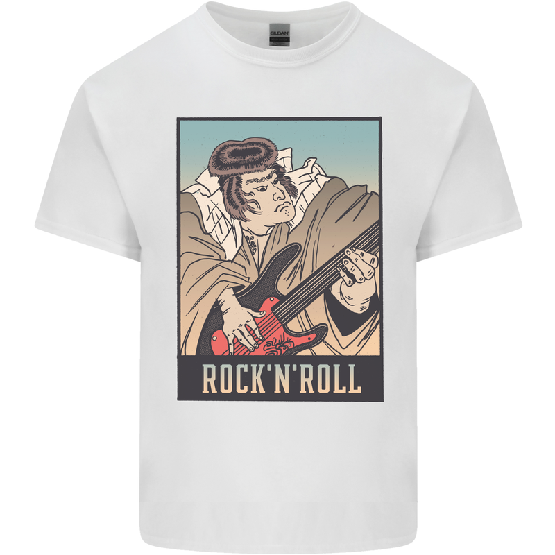 A Sumo Wrestler Playing the Electric Guitar Kids T-Shirt Childrens White