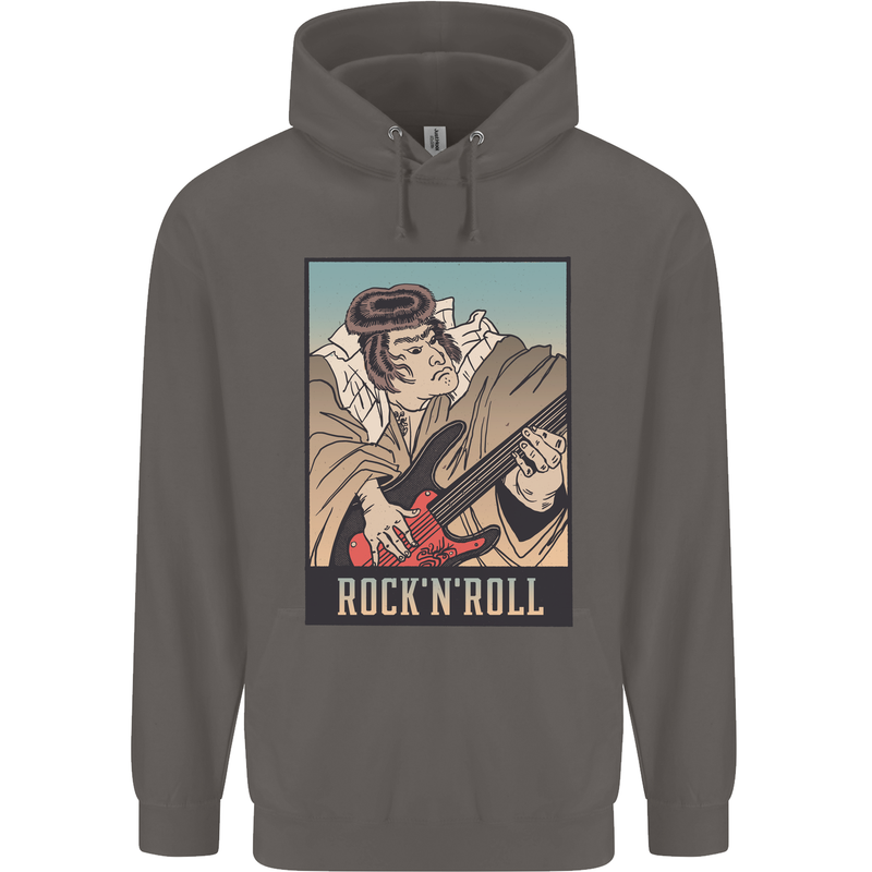A Sumo Wrestler Playing the Electric Guitar Mens 80% Cotton Hoodie Charcoal