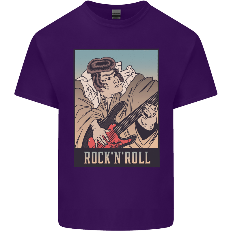 A Sumo Wrestler Playing the Electric Guitar Mens Cotton T-Shirt Tee Top Purple