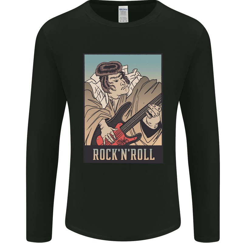 A Sumo Wrestler Playing the Electric Guitar Mens Long Sleeve T-Shirt Black