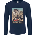 A Sumo Wrestler Playing the Electric Guitar Mens Long Sleeve T-Shirt Navy Blue