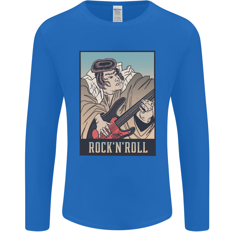 A Sumo Wrestler Playing the Electric Guitar Mens Long Sleeve T-Shirt Royal Blue