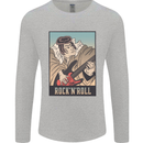 A Sumo Wrestler Playing the Electric Guitar Mens Long Sleeve T-Shirt Sports Grey