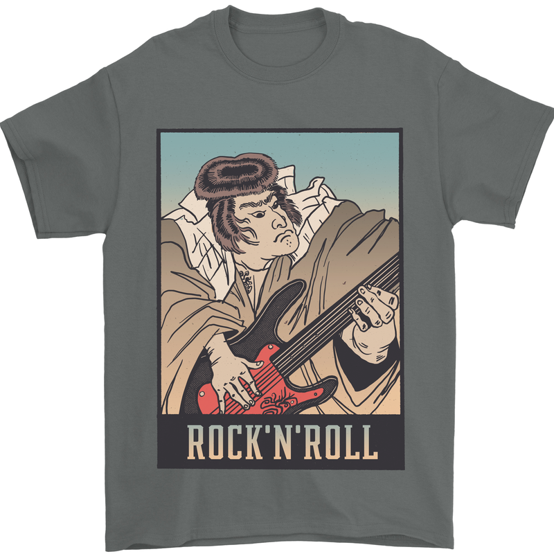 A Sumo Wrestler Playing the Electric Guitar Mens T-Shirt 100% Cotton Charcoal