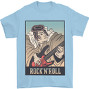 A Sumo Wrestler Playing the Electric Guitar Mens T-Shirt 100% Cotton Light Blue