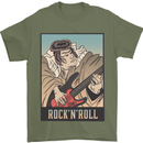 A Sumo Wrestler Playing the Electric Guitar Mens T-Shirt 100% Cotton Military Green