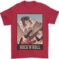 A Sumo Wrestler Playing the Electric Guitar Mens T-Shirt 100% Cotton Red