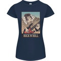 A Sumo Wrestler Playing the Electric Guitar Womens Petite Cut T-Shirt Navy Blue