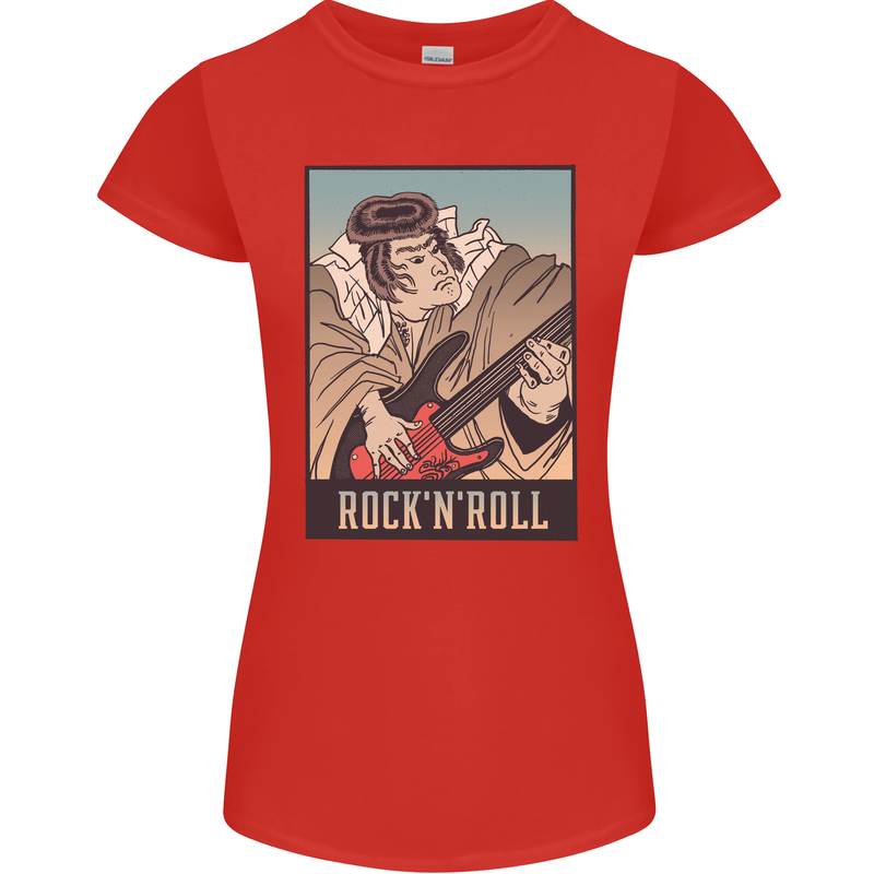 A Sumo Wrestler Playing the Electric Guitar Womens Petite Cut T-Shirt Red