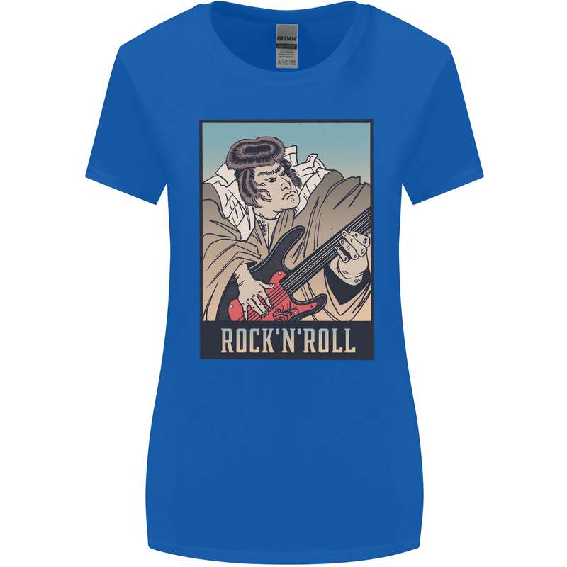 A Sumo Wrestler Playing the Electric Guitar Womens Wider Cut T-Shirt Royal Blue
