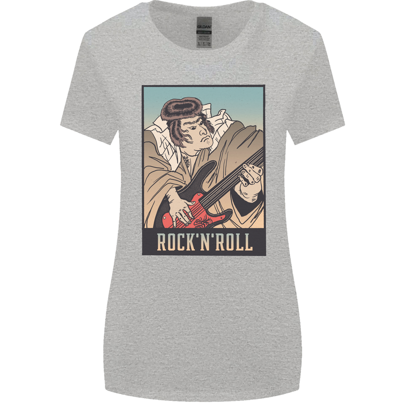 A Sumo Wrestler Playing the Electric Guitar Womens Wider Cut T-Shirt Sports Grey
