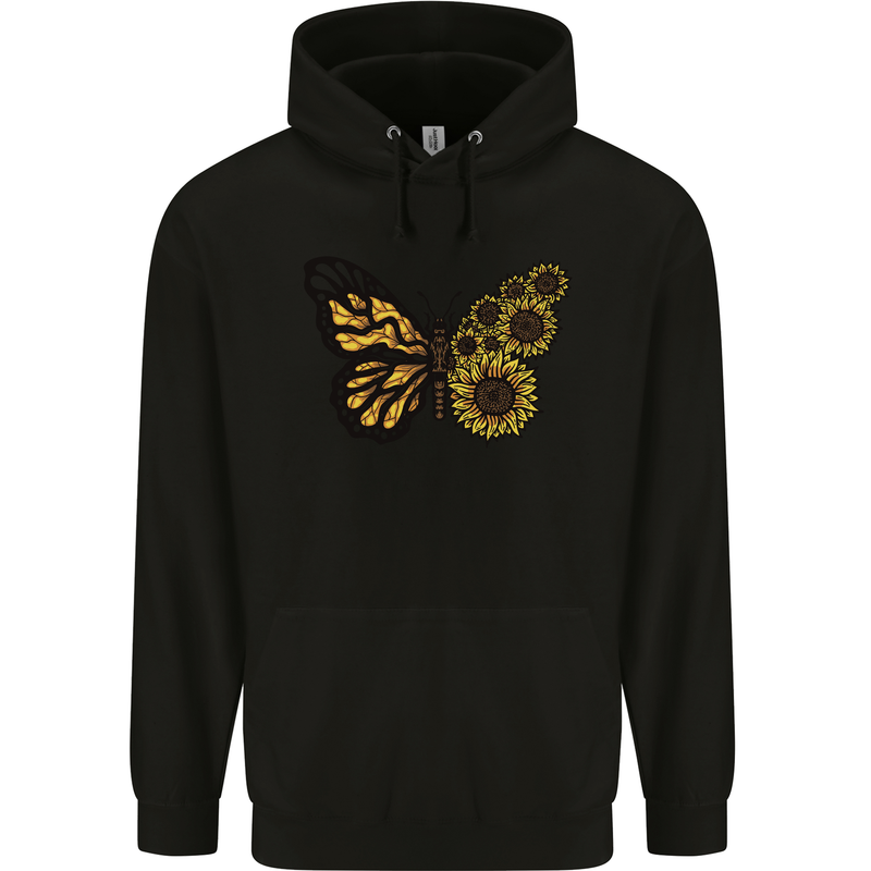 A Sunflower Butterfly Childrens Kids Hoodie Black