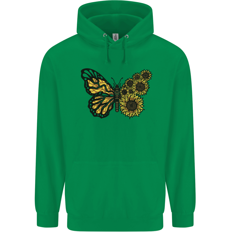 A Sunflower Butterfly Childrens Kids Hoodie Irish Green