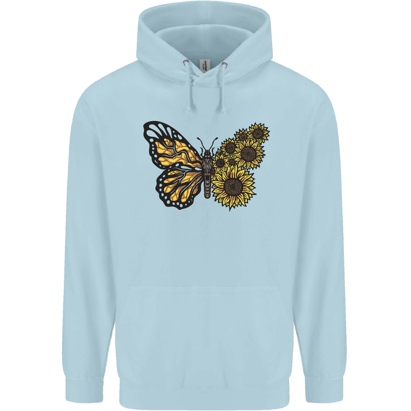 A Sunflower Butterfly Childrens Kids Hoodie Light Blue