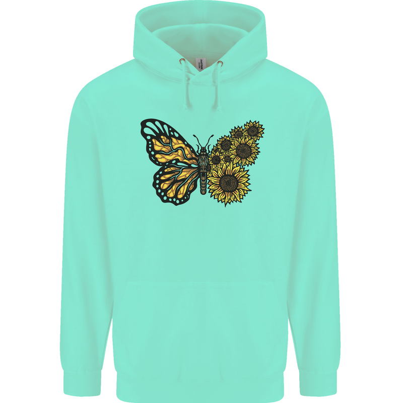 A Sunflower Butterfly Childrens Kids Hoodie Peppermint