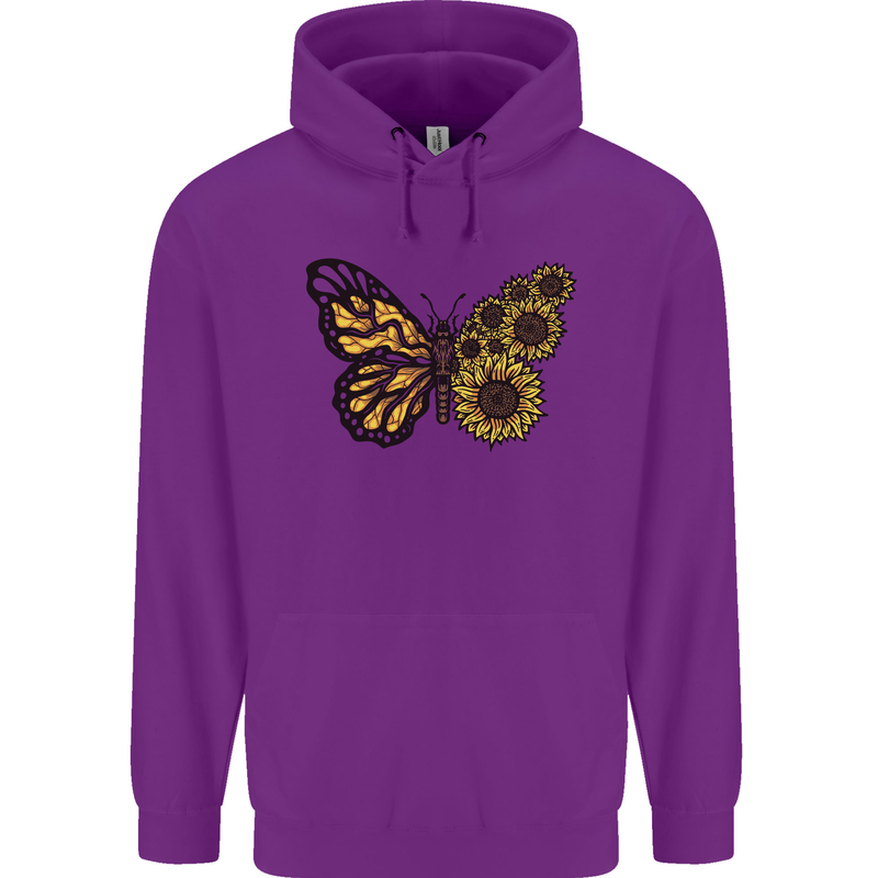 A Sunflower Butterfly Childrens Kids Hoodie Purple