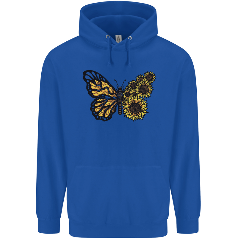 A Sunflower Butterfly Childrens Kids Hoodie Royal Blue