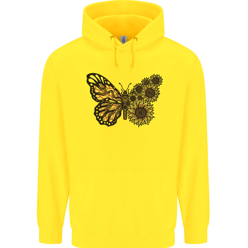 A Sunflower Butterfly Childrens Kids Hoodie Yellow
