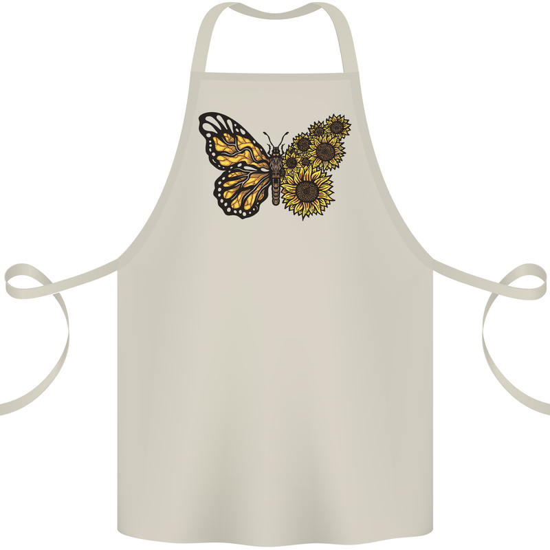 A Sunflower Butterfly Cotton Apron 100% Organic Natural