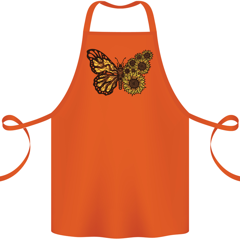 A Sunflower Butterfly Cotton Apron 100% Organic Orange