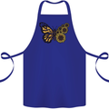A Sunflower Butterfly Cotton Apron 100% Organic Royal Blue